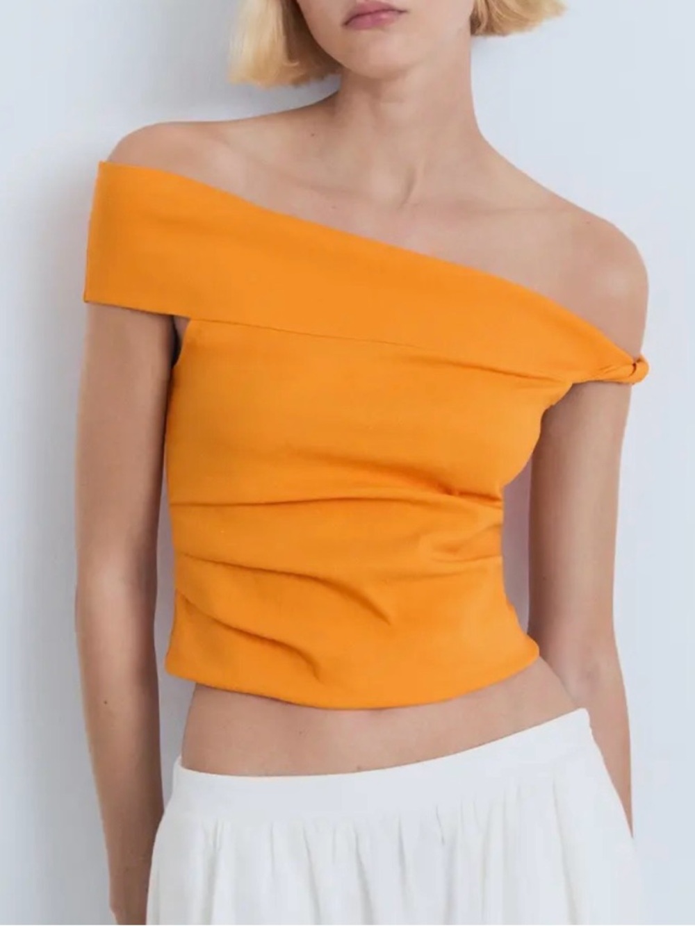 Mango Off-Shoulder Orange Top Sz M